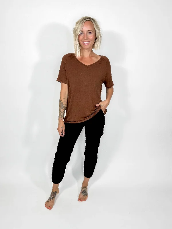 Smashley V-Neck Tee- CHESNUT