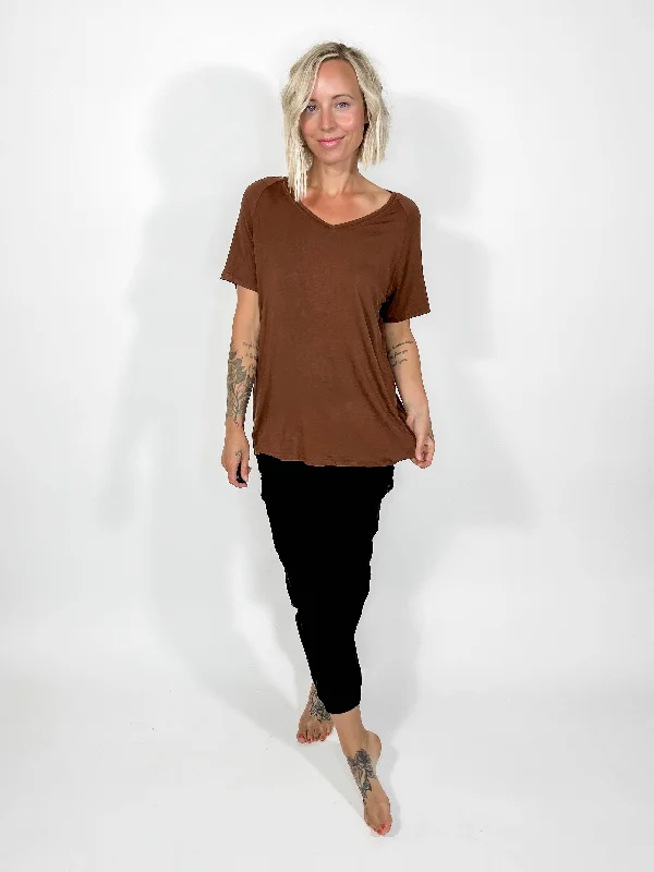 Smashley V-Neck Tee- CHESNUT