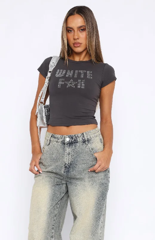 Star On Top Baby Tee Charcoal