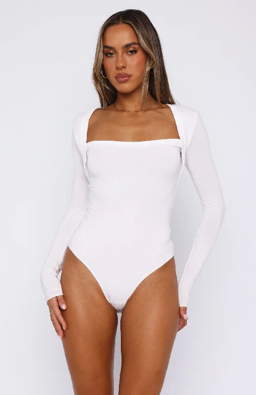 Straight Up Long Sleeve Bodysuit White