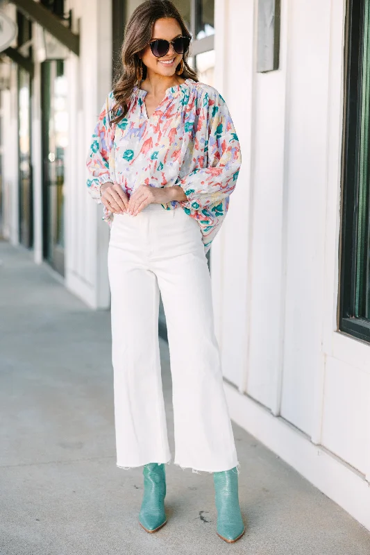 Take You With Me Gray Floral Blouse