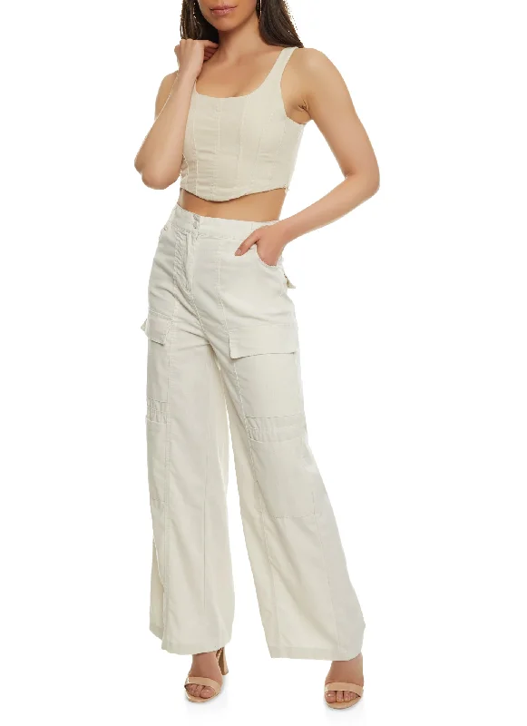 Linen Cropped Bustier Top