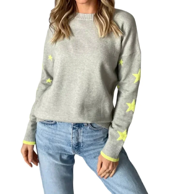 Tatum Sweater In Grey/lime