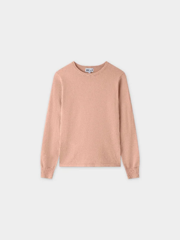 Thin Knit Crew Sweater-Peach