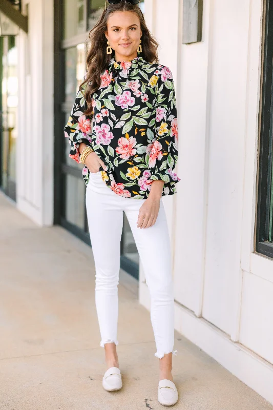 Tried and True Black Floral Blouse