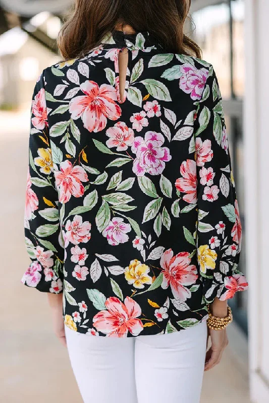 Tried and True Black Floral Blouse