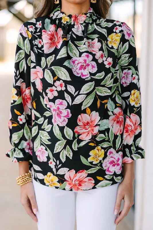 Tried and True Black Floral Blouse