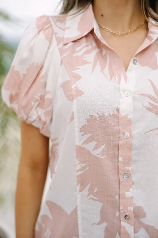 True Colors Blush Pink Floral Blouse