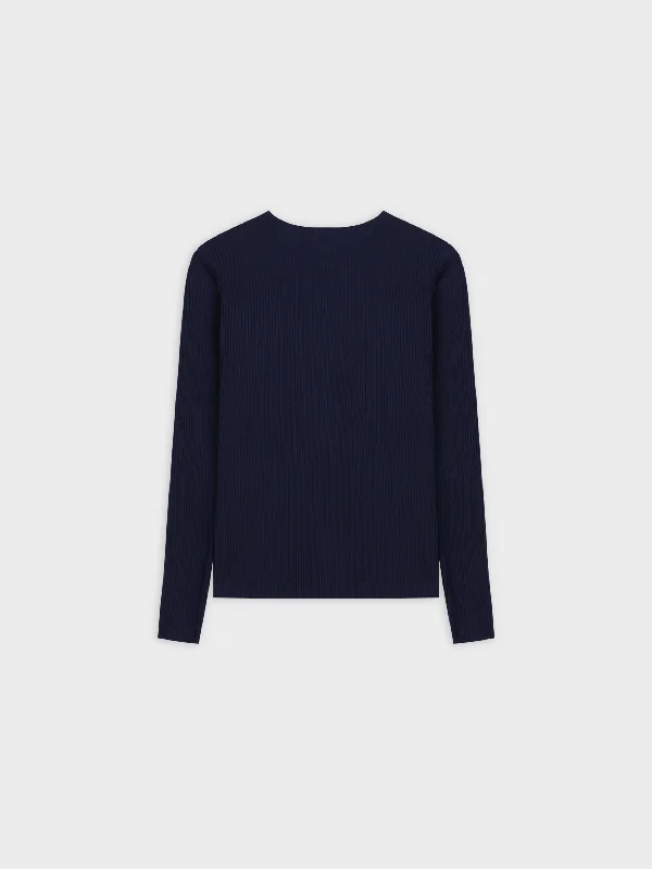 WIDE RIBBED CREW-NAVY