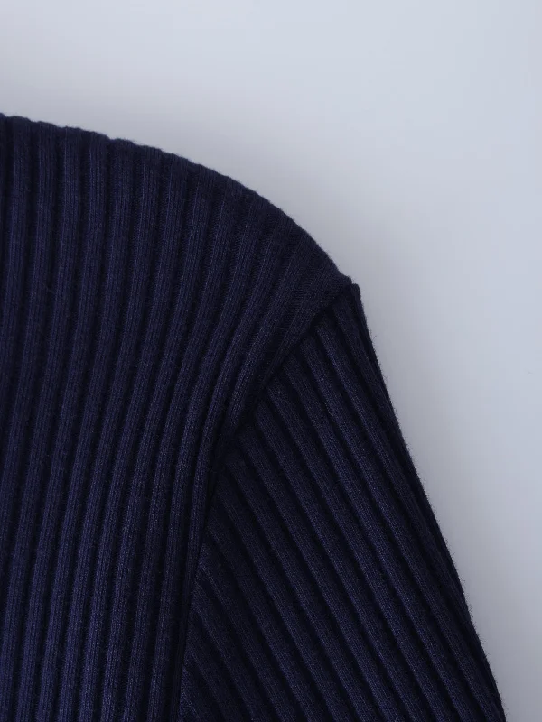 WIDE RIBBED CREW-NAVY