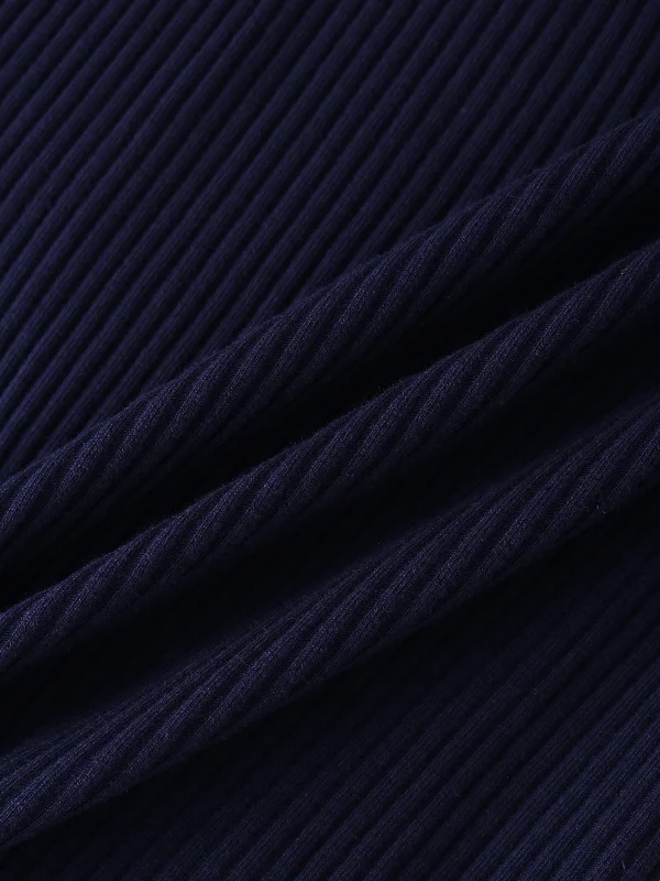 WIDE RIBBED CREW-NAVY