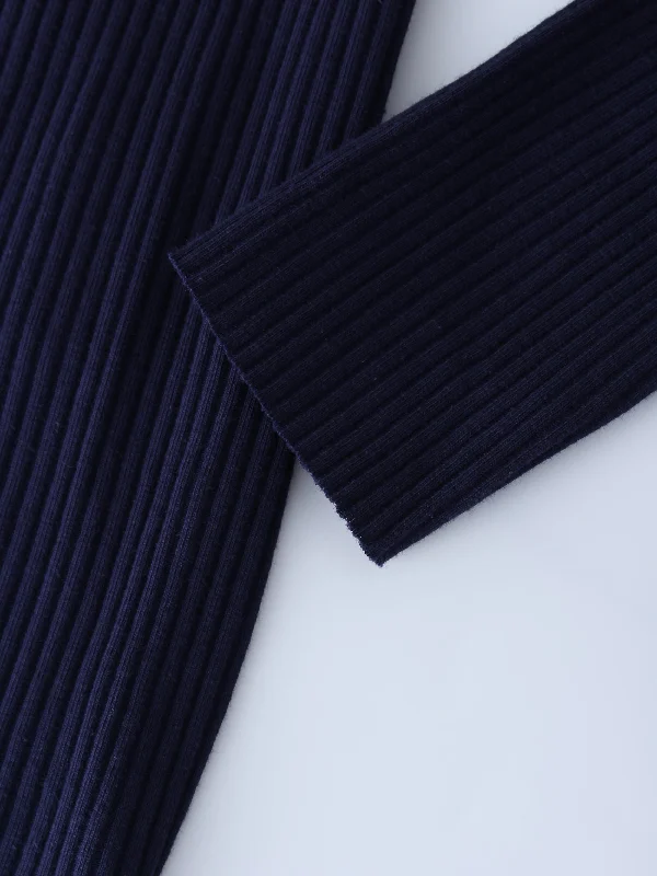 WIDE RIBBED CREW-NAVY