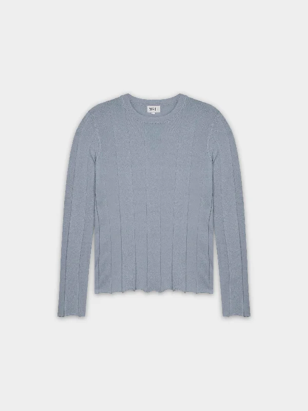 WIDE RIBBED SWEATER-STEEL BLUE