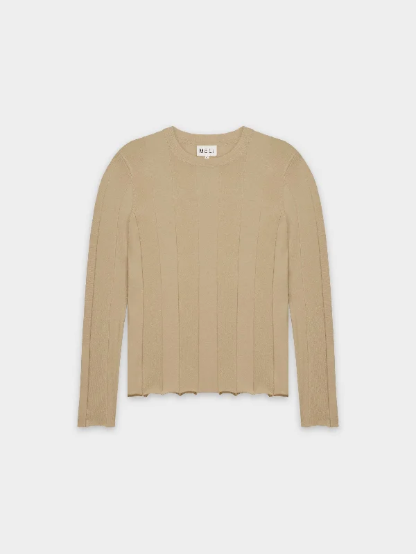 WIDE RIBBED SWEATER-TAN