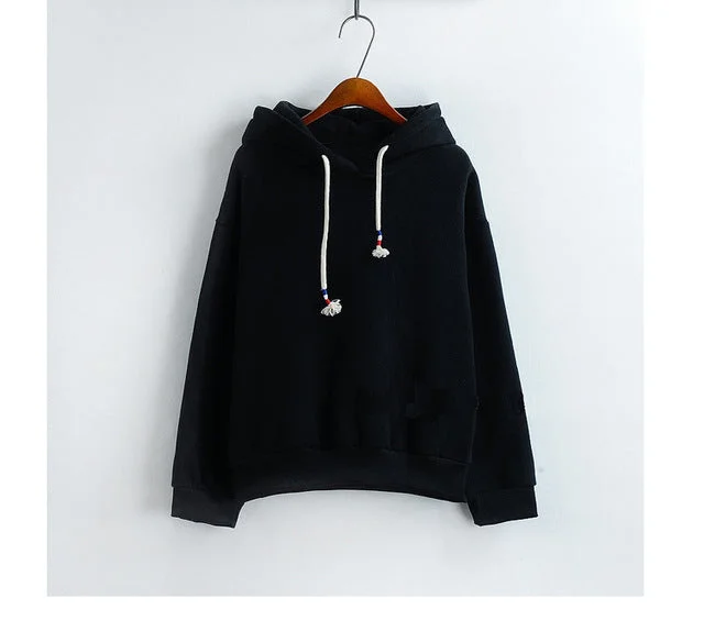 Women Hoodies Sweatshirts New Hot Sale Candy 10 Color Long Sleeved Thick Casual All-match Solid Leisure Hooded Hoodie Loose Tops