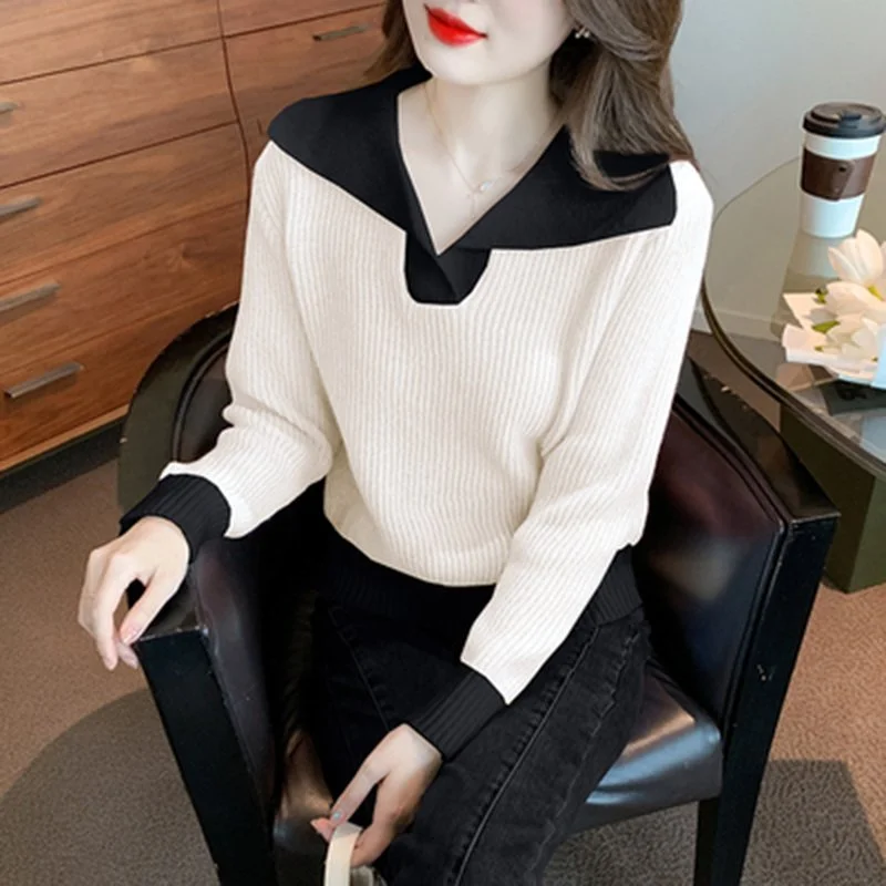 Women Long Sleeve Holiday Turn-down Collar Sweater