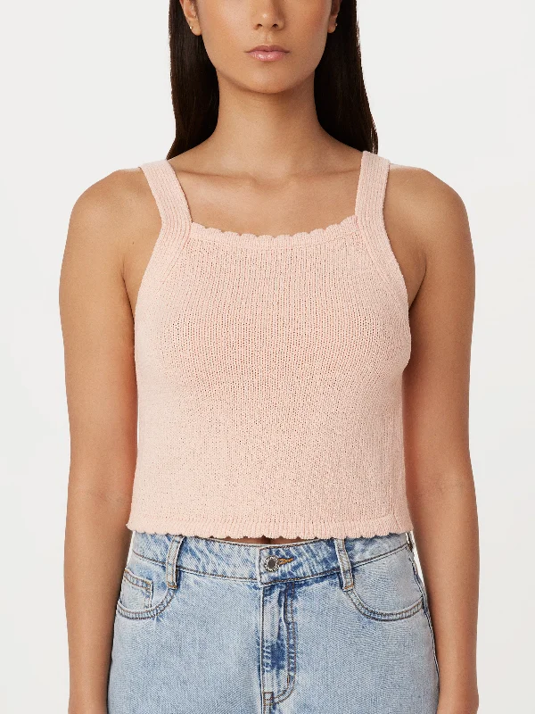 The Crochet Knit Tank in Light Pink