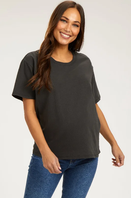 Charcoal Short Sleeve Maternity Top