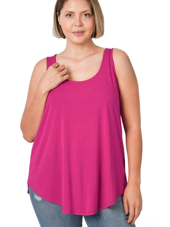 Claudia Perfect Plus Size Tank in Magenta