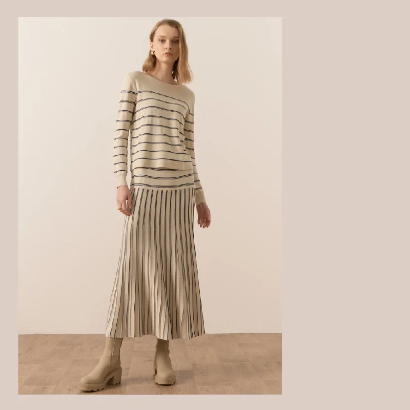 Gizelle Lurex Striped Knit - Ivory / Ink