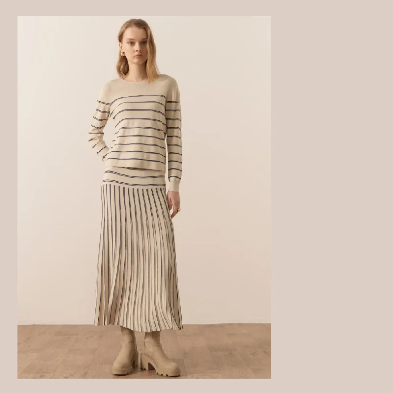 Gizelle Lurex Striped Knit - Ivory / Ink