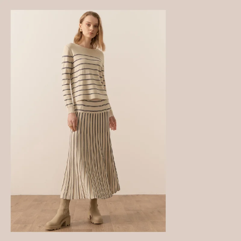 Gizelle Lurex Striped Knit - Ivory / Ink