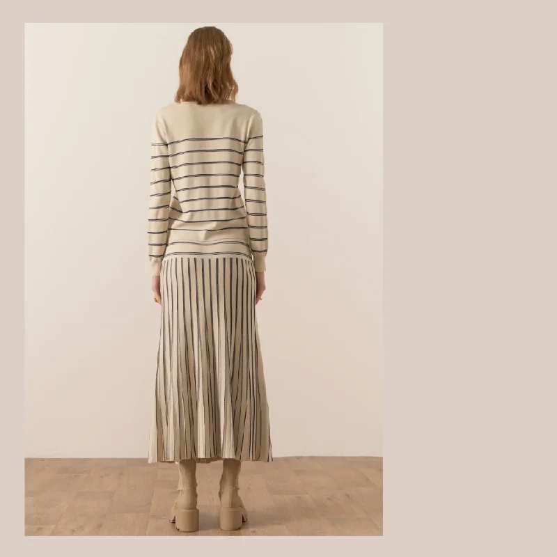 Gizelle Lurex Striped Knit - Ivory / Ink