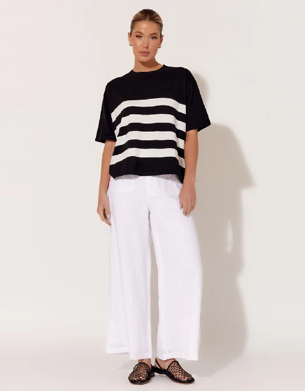 Laney Cotton Cashmere Knit Top - Black/White