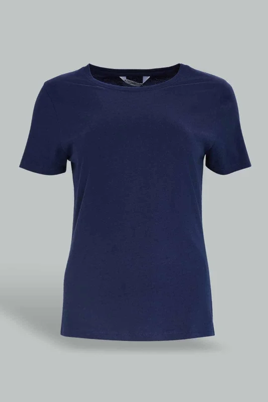 Women Navy Short Sleeve T-Shirt