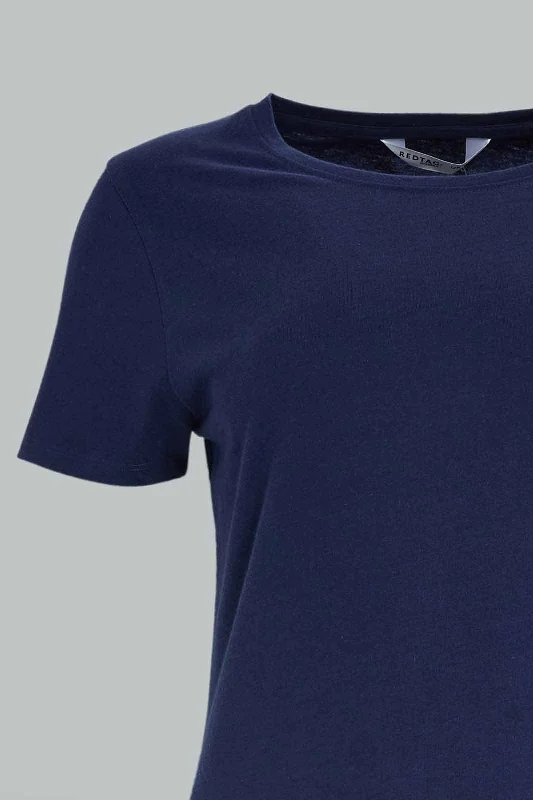 Women Navy Short Sleeve T-Shirt