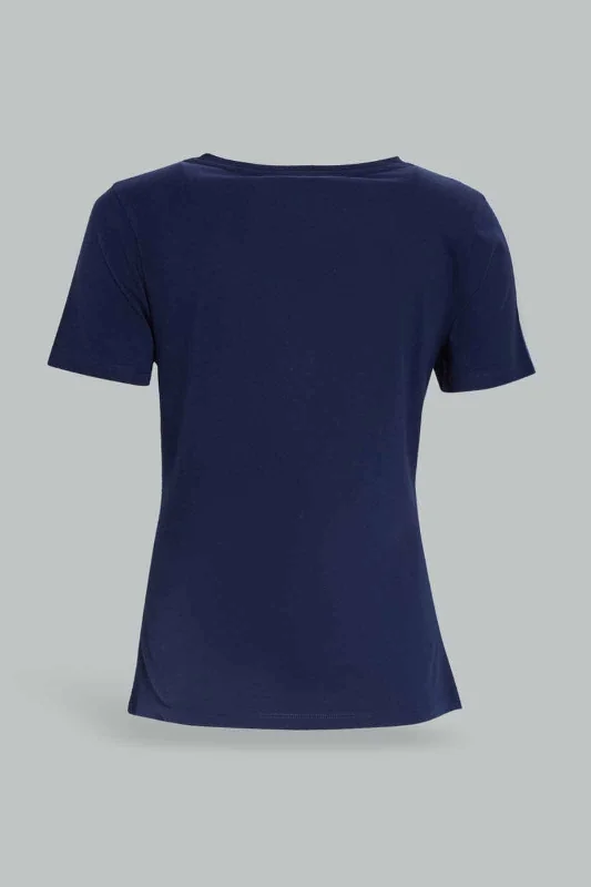 Women Navy Short Sleeve T-Shirt