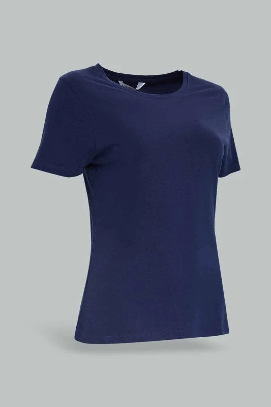 Women Navy Short Sleeve T-Shirt