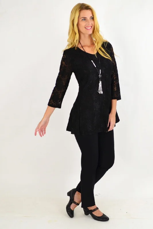 Night Out Black Lace Tunic Top