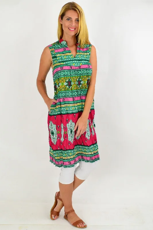 Oriental Green Line Tunic Dress