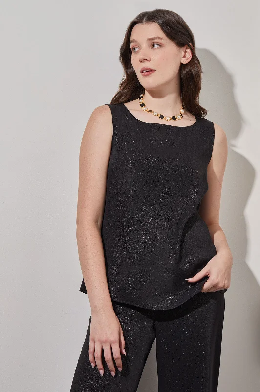 Plus Size Mid-Length Scoop Neck Tank - Shimmer Woven