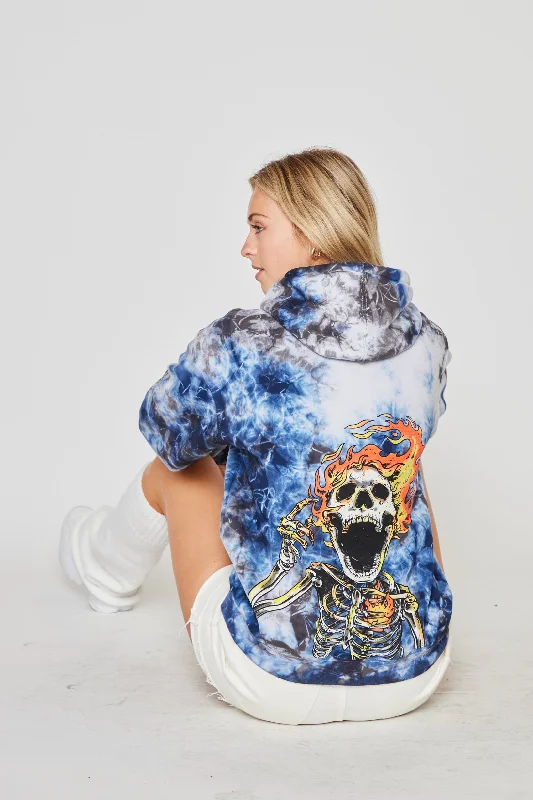 Pyromaniac Blue Crystal Wash Hoodie