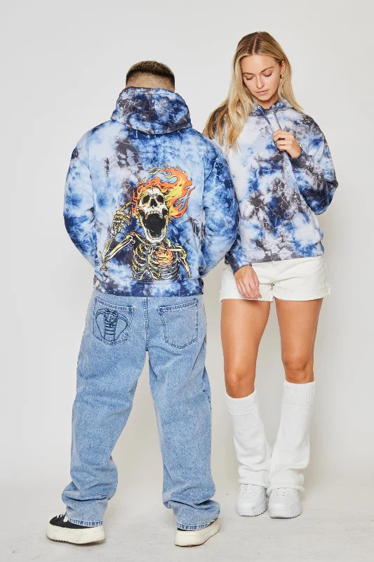 Pyromaniac Blue Crystal Wash Hoodie