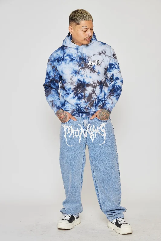 Pyromaniac Blue Crystal Wash Hoodie