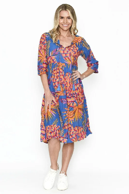 Rebecca Blue Tie Neck Tunic Dress