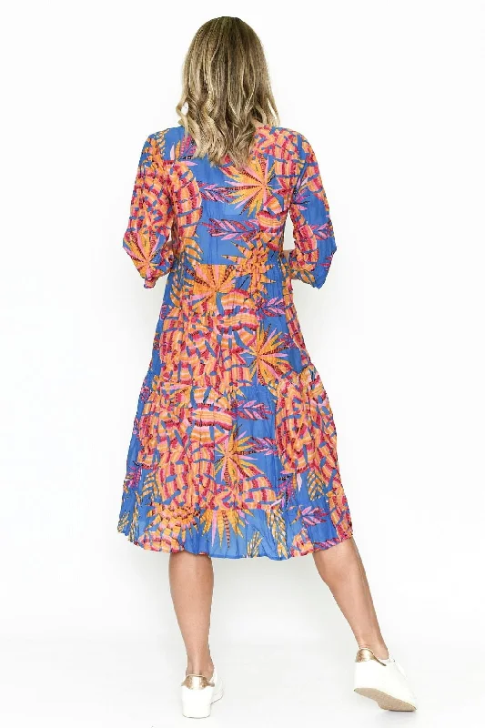 Rebecca Blue Tie Neck Tunic Dress