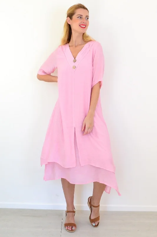 Soft Pink Summer Tunic Dress