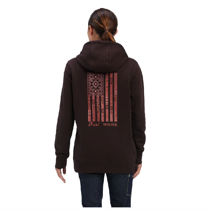 10041465 Ariat Women's Rebar Aztec Flag Graphic Hoodie - Mole