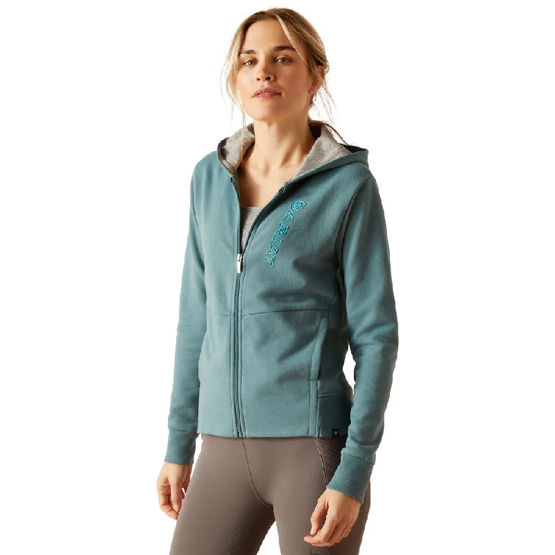 10049037 Ariat Women's Team Logo Full Zip Hoodie - North Atlantic