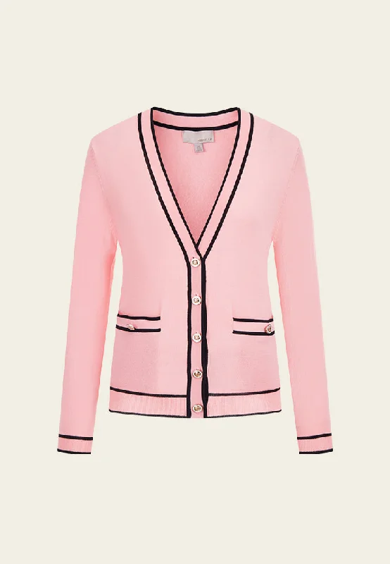 Pink V-neck Knit Cardigan