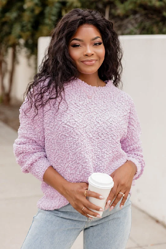 After Everything Dusty Lilac Popcorn Sweater