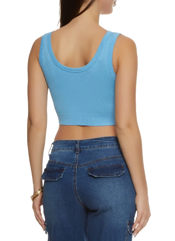 Ribbed Knit Seamless Cropped Tank Top