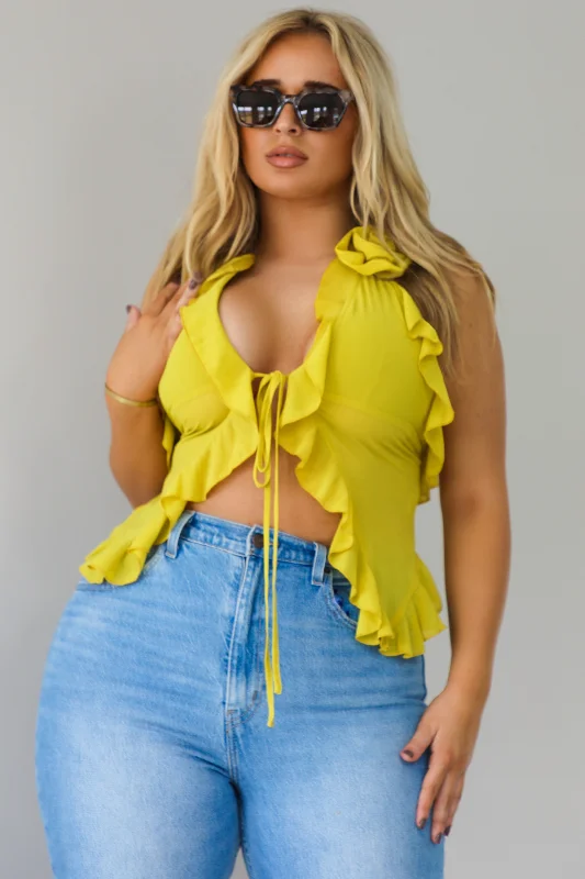 Beachfront Halter Top: Chartreuse