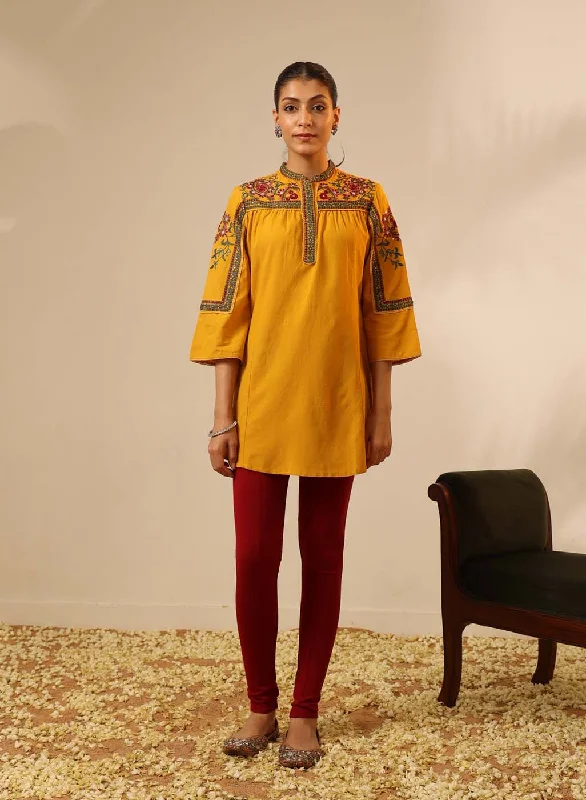 Dark Yellow Embroidered Tunic