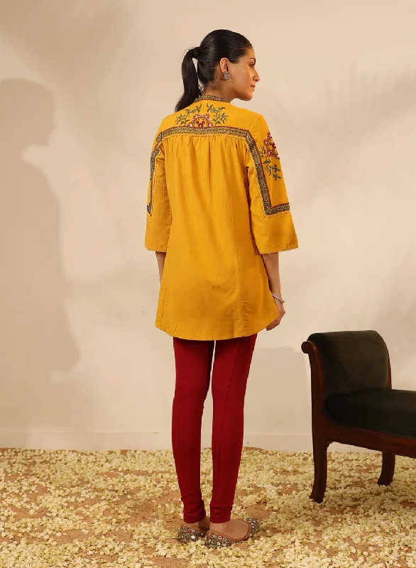 Dark Yellow Embroidered Tunic