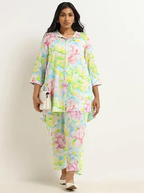 Diza Multicolor Floral Printed Cotton Tunic